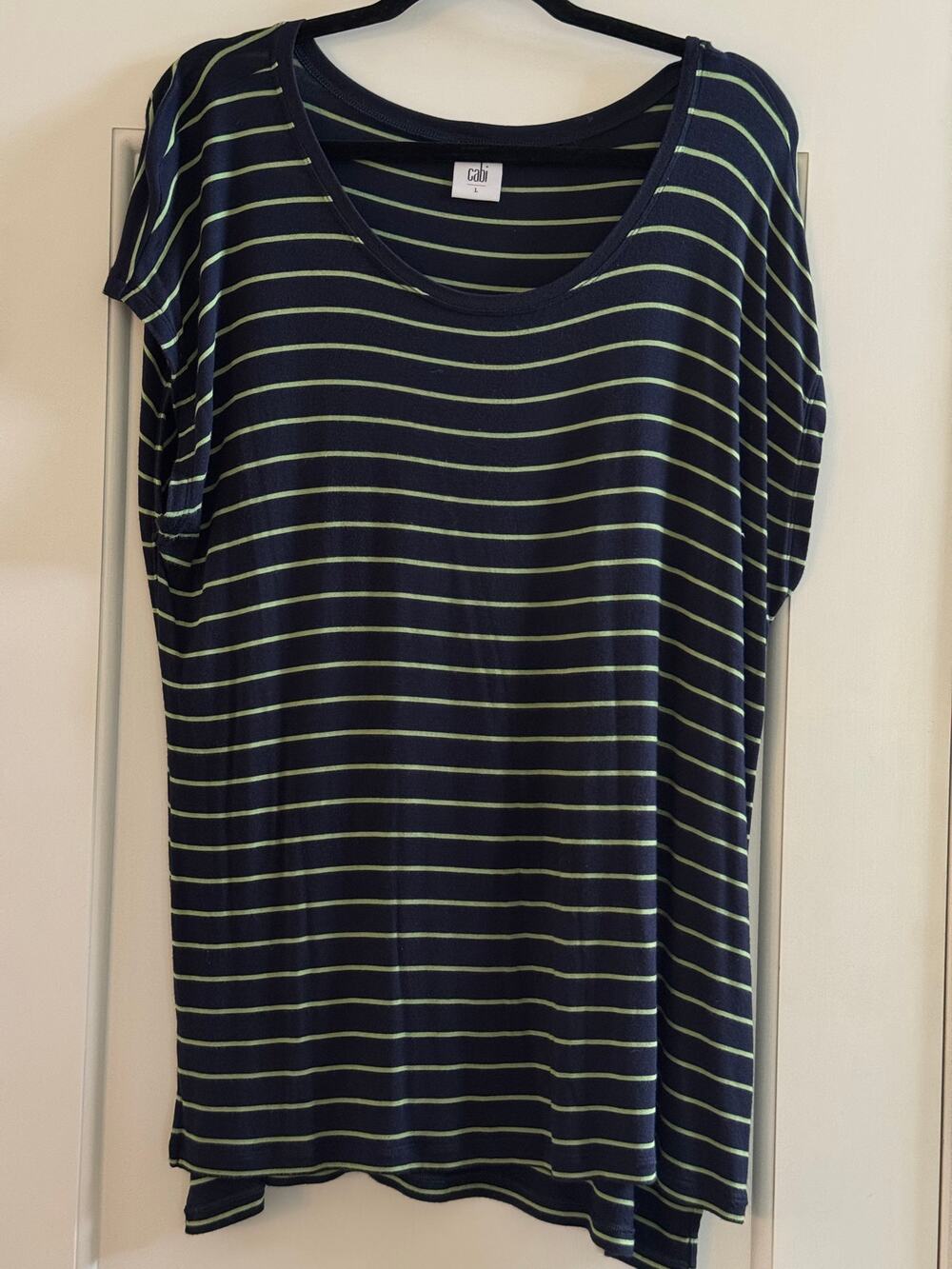 Cabi Cap Sleeve Tunic Tee Navy Green Large